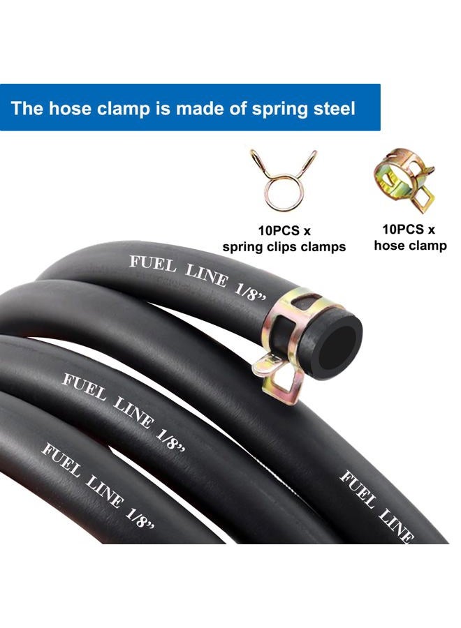 Sunxeke 6 Feet 1/8 Inch ID Fuel Line with 20Pcs Hose Clamps for Kawasaki Kohler Lawn Mowers Tractors Small Engines Mini Bike ATV Golf Cart Motorcycle - Image 3