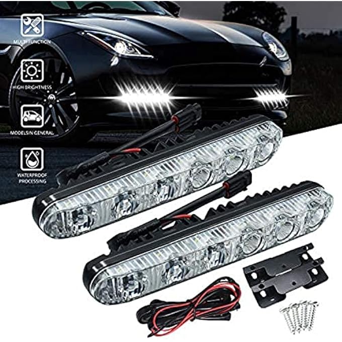 YEERON Universal Daytime Running Lights 6 Leds Drl Kit Waterproof 6000K Spot Fog Lamp Fit For Car Suv Truck Xenon White2Pack - Image 2