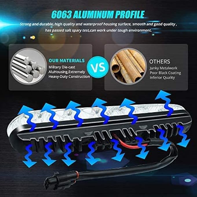 YEERON Universal Daytime Running Lights 6 Leds Drl Kit Waterproof 6000K Spot Fog Lamp Fit For Car Suv Truck Xenon White2Pack - Image 5