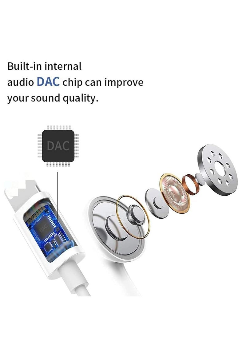 Gravity Wired Earbuds Earphones for iPhone 12 Pro with Microphone and Volume Control, Active Noise Cancellation Earbuds Earphones in Ear Headphones Compatible with iPhone (White) - Image 4