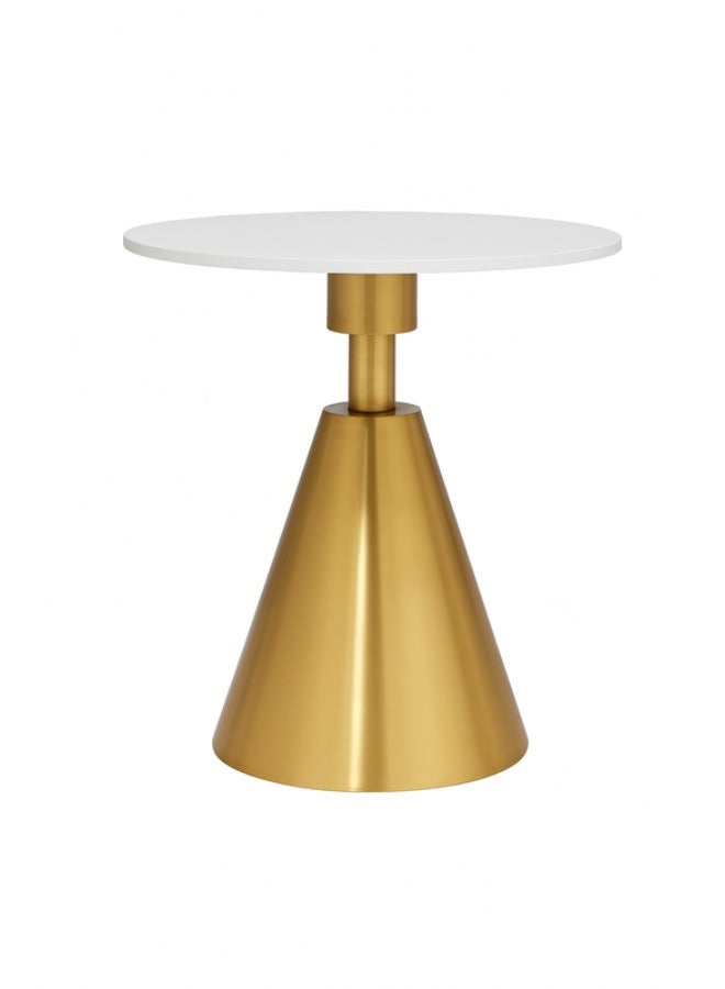 YI ONE Corner Table - Round White Marble Top with Golden Metal Frame, Modern Side Table for Living Room, Bedroom & Home Décor - Image 1