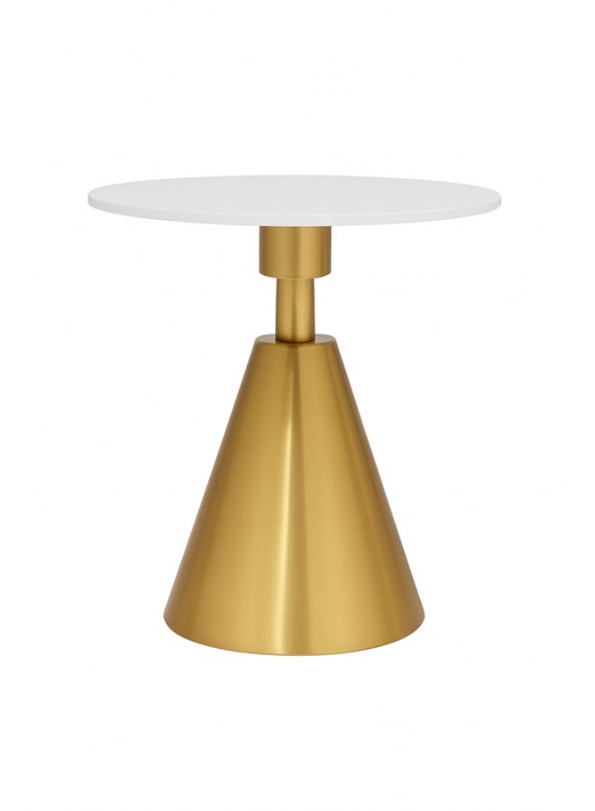 YI ONE Corner Table - Round White Marble Top with Golden Metal Frame, Modern Side Table for Living Room, Bedroom & Home Décor - Image 2