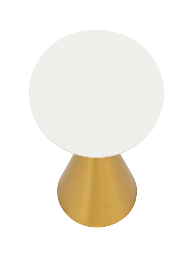 YI ONE Corner Table - Round White Marble Top with Golden Metal Frame, Modern Side Table for Living Room, Bedroom & Home Décor - Image 3