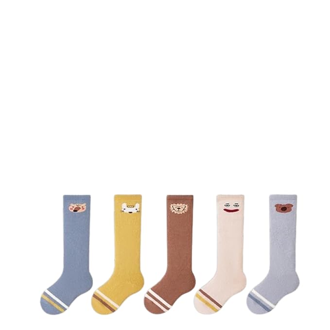 GUCHIGU Baby Knee High Socks for Toddlers – 5 Pairs Cotton Knit Anti-Mosquito Socks, Unisex Breathable and Soft for Boys and Girls - BS2240A(Multicolor, 6-24 Months) - Image 1