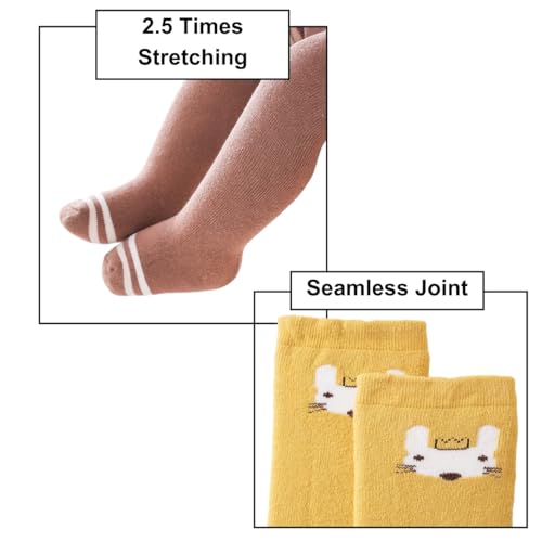 GUCHIGU Baby Knee High Socks for Toddlers – 5 Pairs Cotton Knit Anti-Mosquito Socks, Unisex Breathable and Soft for Boys and Girls - BS2240A(Multicolor, 6-24 Months) - Image 3