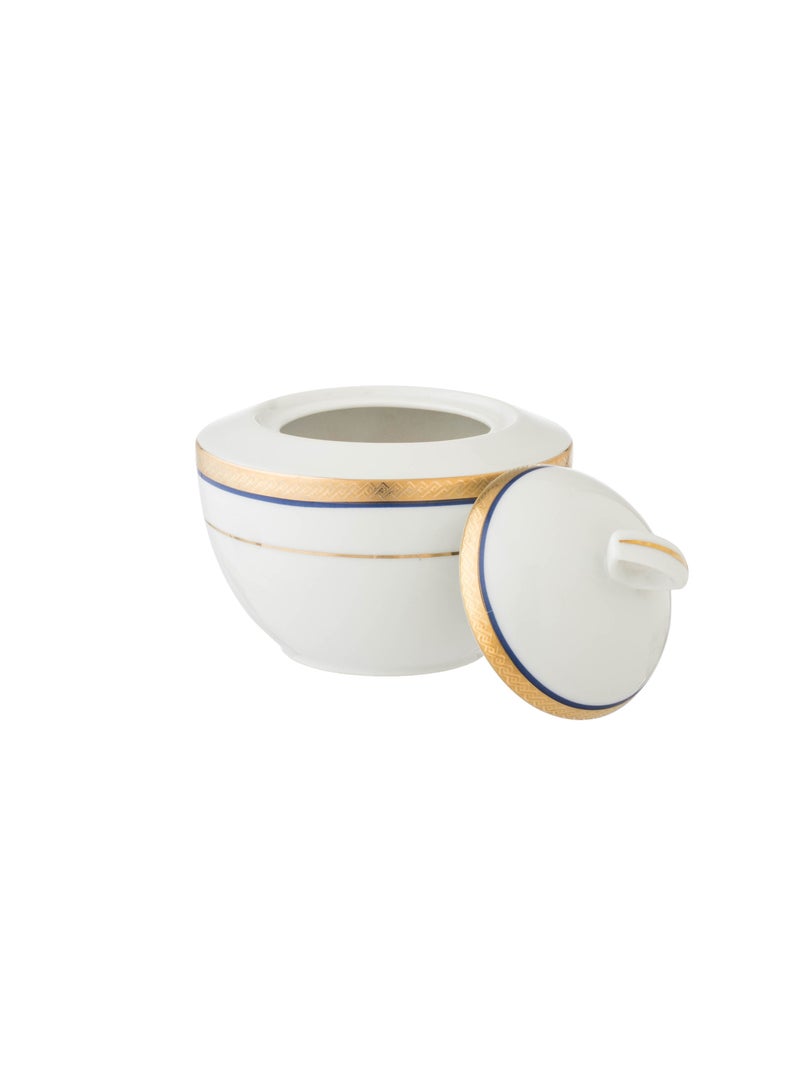 Dania German white, gold and navy porcelain sugar bowl - Image 2