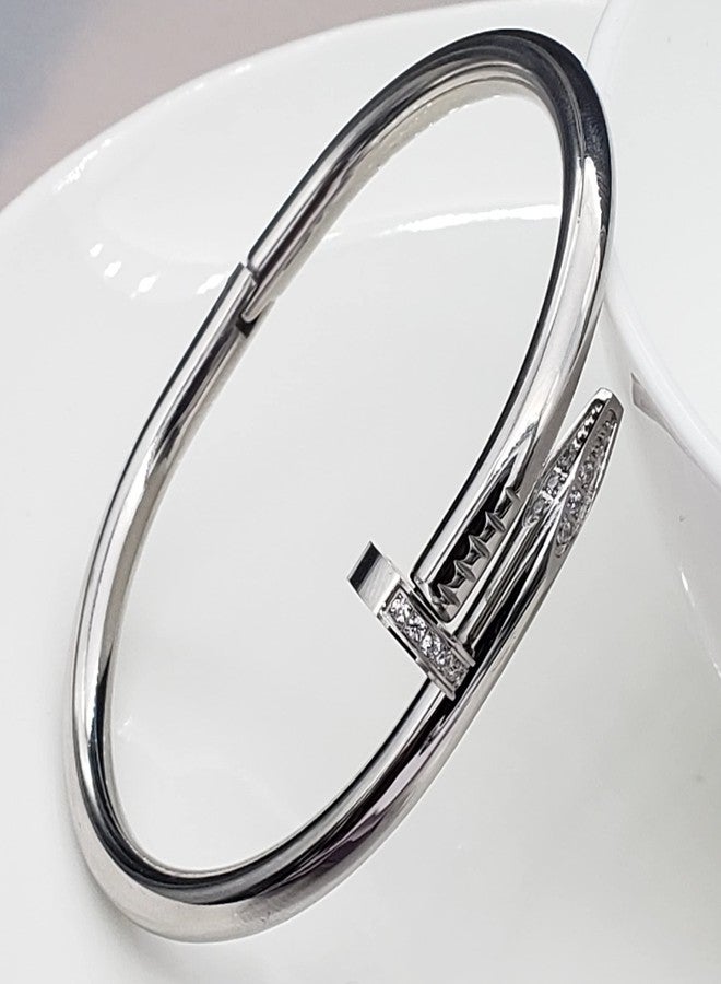 ZIVOM® Nail Gothic CZ Stainless Steel Openable Cuff Kada Bangle Bracelet Men - Image 5