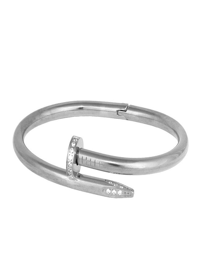 ZIVOM® Nail Gothic CZ Stainless Steel Openable Cuff Kada Bangle Bracelet Men - Image 2