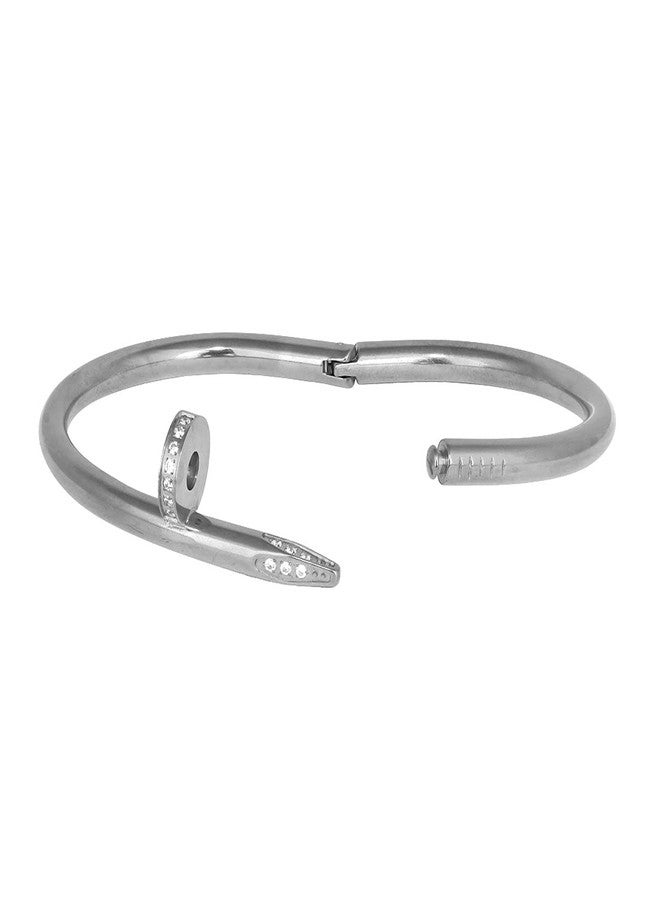ZIVOM® Nail Gothic CZ Stainless Steel Openable Cuff Kada Bangle Bracelet Men - Image 3