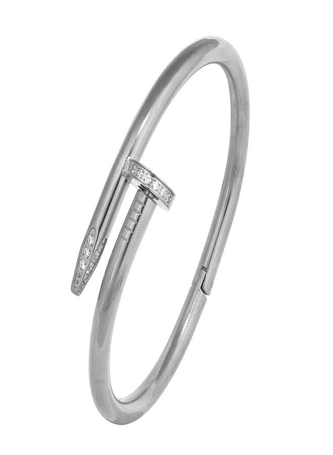 ZIVOM® Nail Gothic CZ Stainless Steel Openable Cuff Kada Bangle Bracelet Men - Image 1