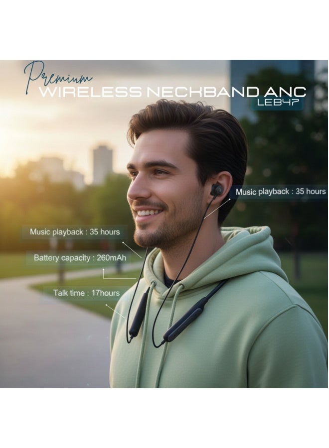 LEVORE Premium Neckband Headset ANC LEB47-BK - Image 4