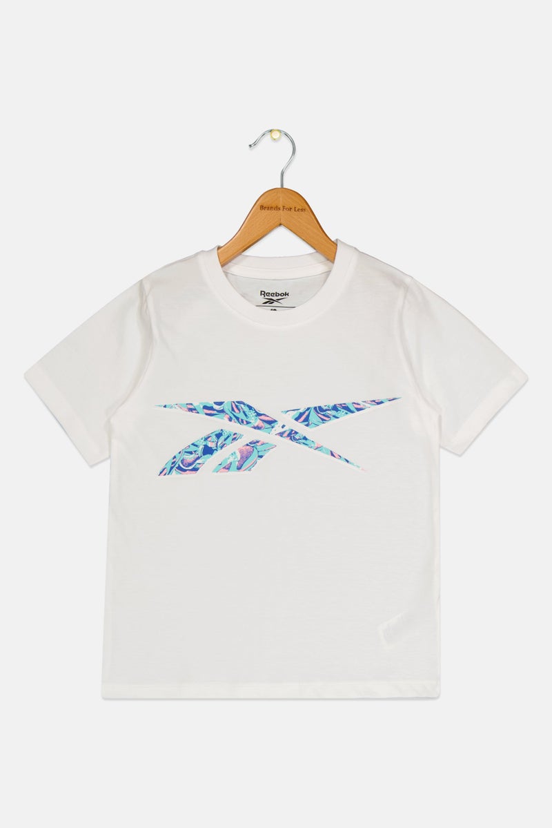 Reebok Kids Girl Sportswear Fit Short Sleeve Outdoor T-Shirt, White - Image 2