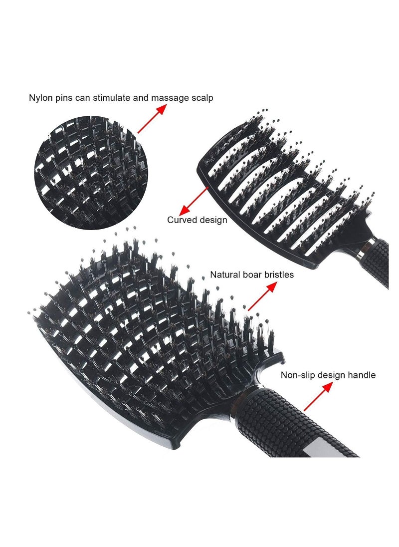 Y&D 2 Pack Hair Brush, KASTWAVE Curved and Vented Detangling Styling Tools Massage Brush for Thick, Curly Long, Tangled, Wet & Dry Detangler (Black, Red)  - Image 2