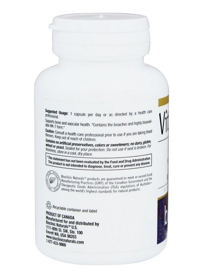 Bioclinic Naturals - Vitamin K2 100 Mcg. 90 Vegetarian Capsules - Image 1