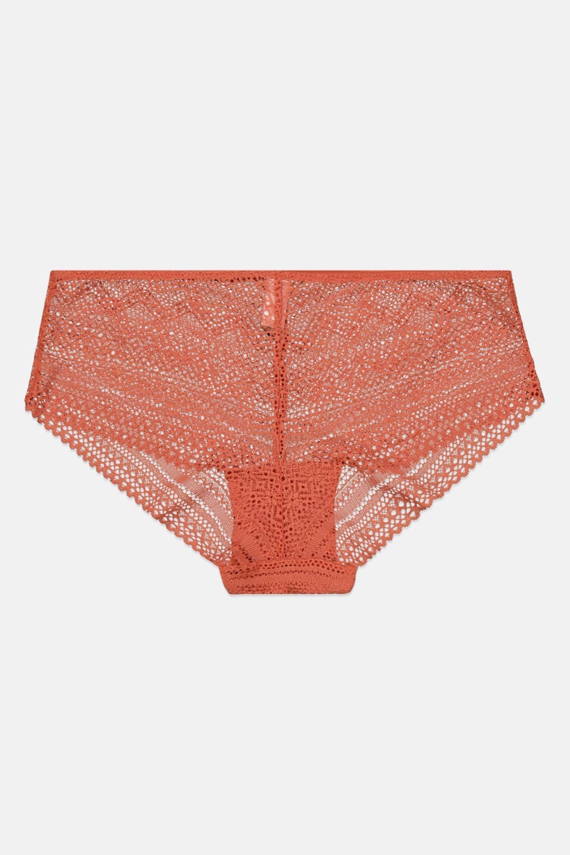 Etam Women Textured Lace Shorty Panty, Sage Brown  - Image 2