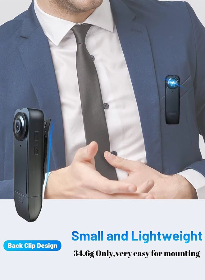 Mini Body Camera 1080P Police Body Camera with Memory Card,Body Worn Cam,Premium Portable,Wearable Patrol Video Recording Camcorder for Work Records,Guard ( incldued 128GB Card)  - Image 5