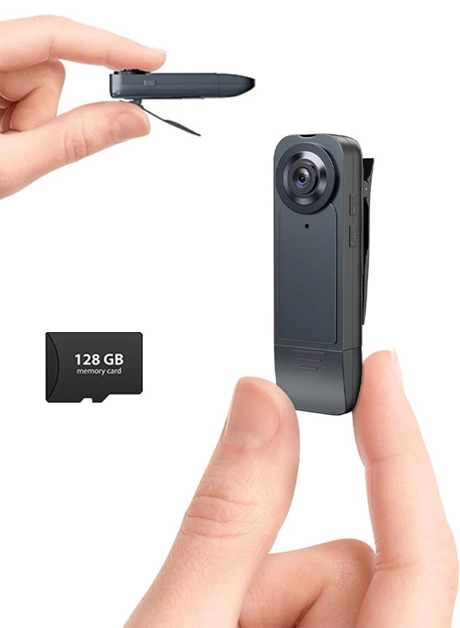 Mini Body Camera 1080P Police Body Camera with Memory Card,Body Worn Cam,Premium Portable,Wearable Patrol Video Recording Camcorder for Work Records,Guard ( incldued 128GB Card)  - Image 1