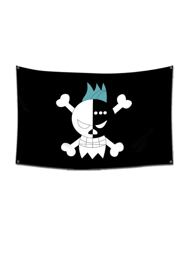 General 1-Pieces Polyester Flag ONE PIECE Cartoon Flag Design Cosplay Pirate Flag Straw Hat Luffy Print Room Decor with Corners Buckle 60*90cm Black-A12  - Image 1