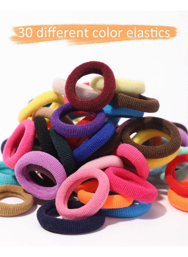 Jollybows 300pcs Baby Hair Ties Girls Elastic Hair Accessories Small Nylon Hair Bands for Toddler Infant Ponytail Holders 1" 30 Colors Mini Kids Hairband - Image 4