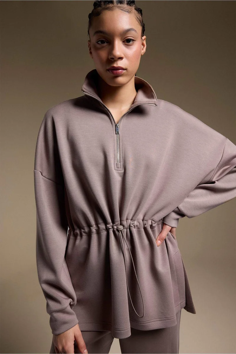 ديفاكتو Long Fit Stand Collar Modal Sports Sweatshirt
