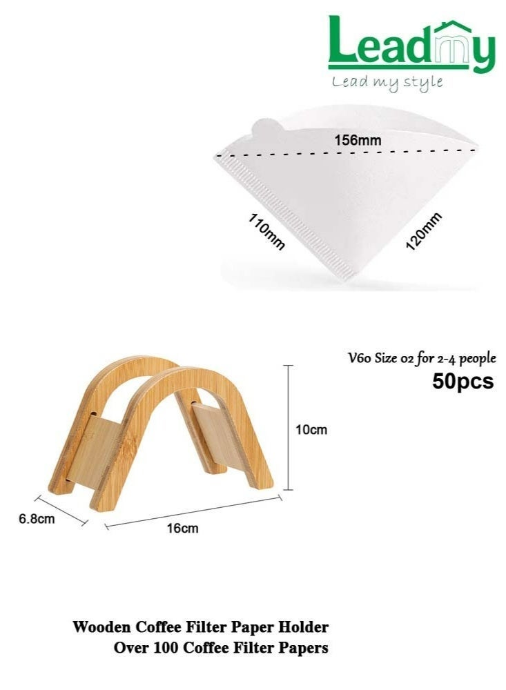 قيادتي طقم حامل فلتر ورق القهوة مع 50 ورق فلتر قهوة مقاس 02 ، حامل فلتر 16 * 7 * 10 سم ، صب فوق إكسسوارات القهوة للمقهى المنزلي-الاستخدام المكتبي ، ملحقات الإسبريسو - Image 3