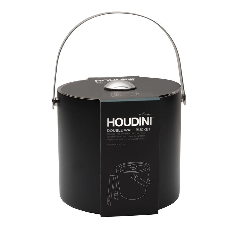 Houdini Bucket Includes Ice Tongs Black