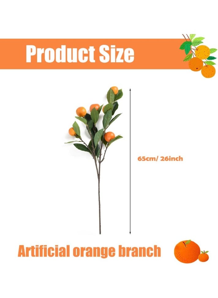 LATIFA 1 Stem Artificial Orange Branch, Lifelike Simulation Fruit Plant for Home Decor, 65cm - Image 2