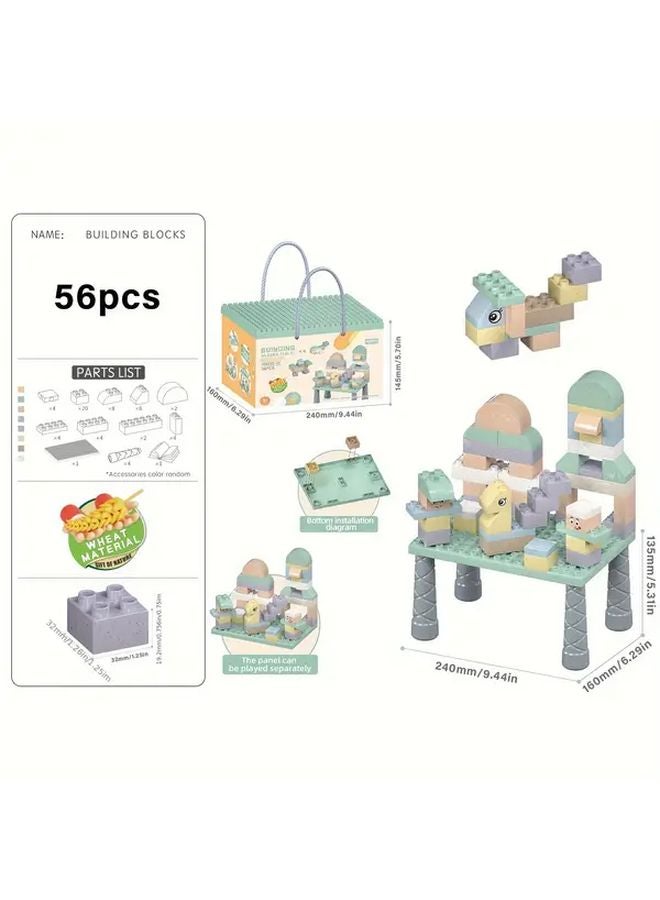 56PCS Wheat Straw Large Grain Building Blocks STEM Construction Educational Toys - Image 1