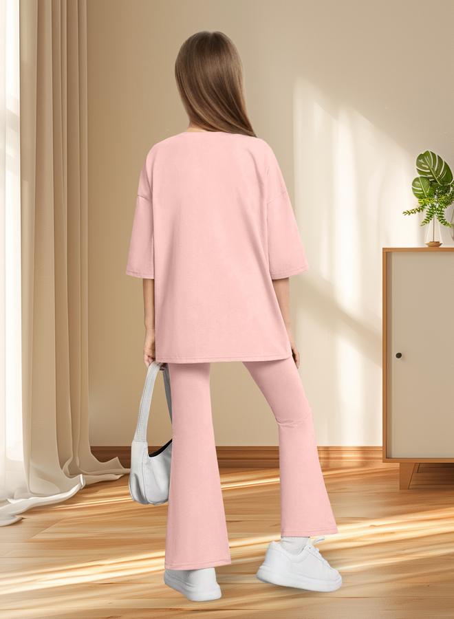 Take Two Girls Pink Mid-Rise Flare Pants - Image 2