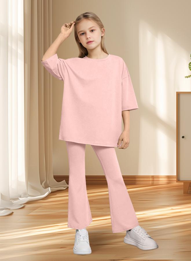 Take Two Girls Pink Mid-Rise Flare Pants - Image 1