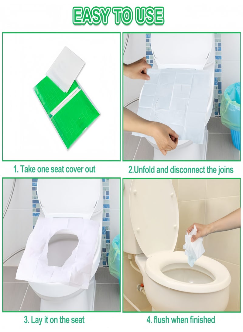 100Pcs Disposable Toilet Seat Cover Travel Flushable Toilet Seat Covers For Baby Pregnant Mom Adults Kids Travel Essential Accessories for Airplane Road Trips Camping - Image 2