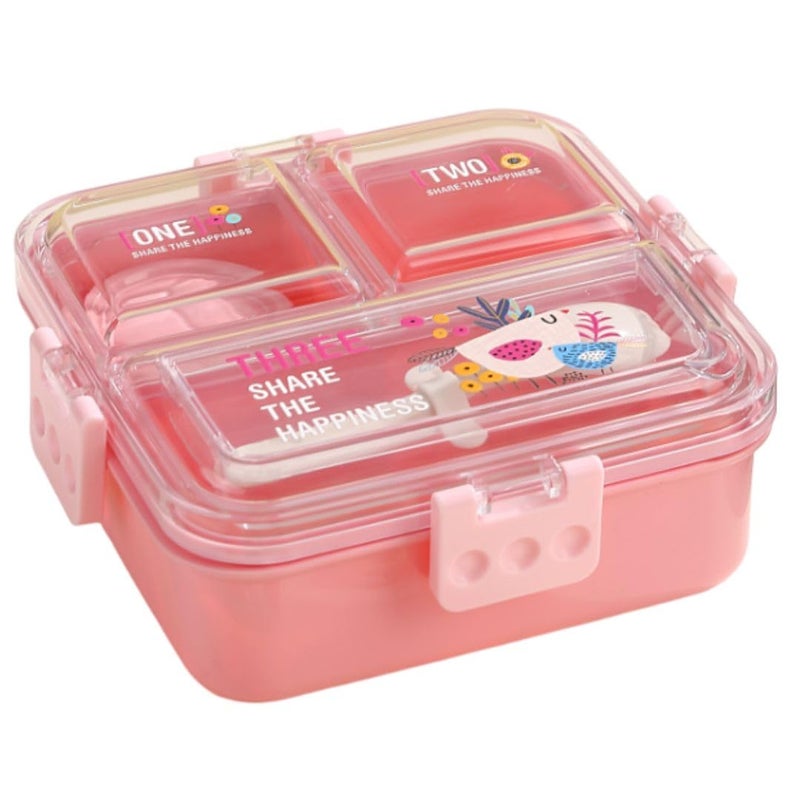 ATTRO Tasty Bite 3 Compartment Lunch Box with Small Container & Spoon BPA Free Food Grade Leak-Proof Microwave Safe Ideal for Kids-1020ml+70ml Peach, Plastic - Image 4