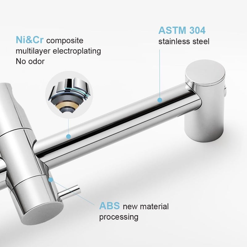 Offo Shower Slide Bar 24 in Segmental Slide Bar Adjustable Installation Distance 18-24 in with 360° Adjustable Handheld Shower Head Holder for Bathroom, Screw Wall Mounted, Chrome Finish - Image 5