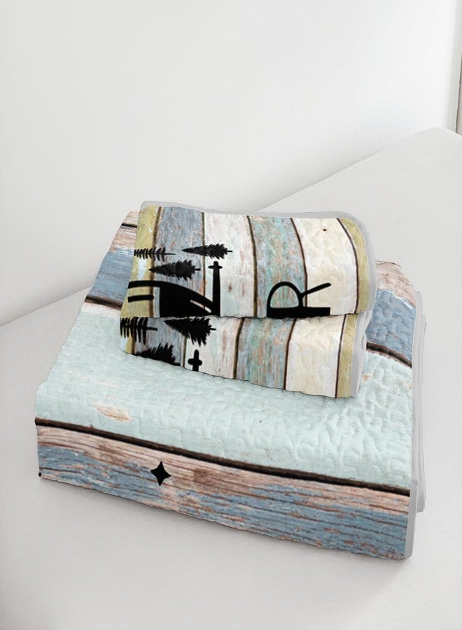 HOSIMA Vintage Camper King Quilt Set,Lightweight Bedding Set for Adults,Camping Travel Trailer Printed Quilt for Camper Decor,Happy Camping Themed Bedding with 2 Pillowcases. - Image 5