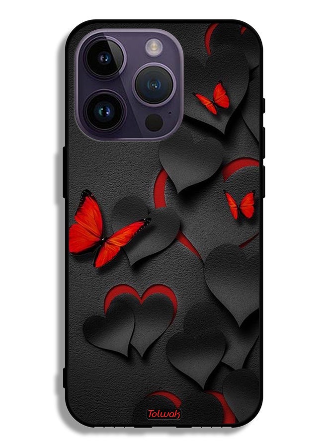 Tolwak Apple iPhone 14 Pro Protective Case Hearts And Butterflies Pattern - Image 2