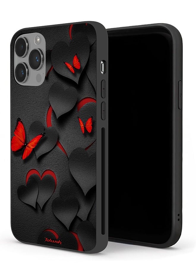 Tolwak Apple iPhone 14 Pro Protective Case Hearts And Butterflies Pattern - Image 1