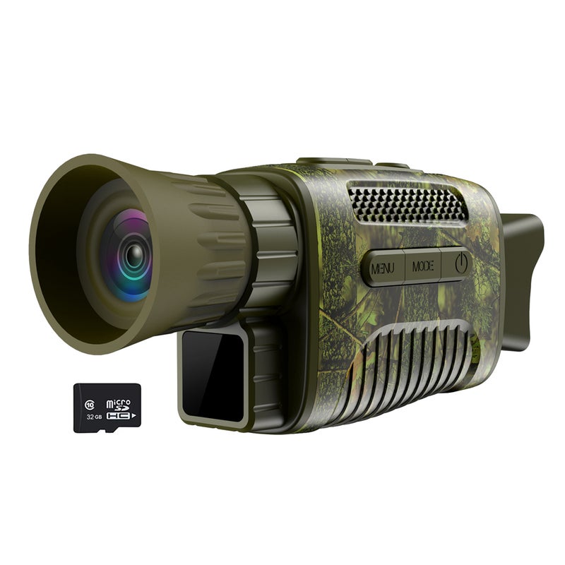 4X Night Vision Monocular: 32G Memory Card, Comfortable Non-Slip Grip - Premium 24mm Lens, 7-Gear Infrared Adjustment for Dark Low-Light Outdoor Observation - Image 1