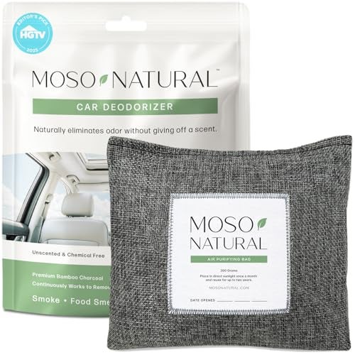 Moso Natural Charcoal Odor Absorber for Cars 300g Bamboo Charcoal Air Purifying Bag Unscented Odor Eliminator Lasts Up to 2 Years HGTV Editors Pick - Image 1