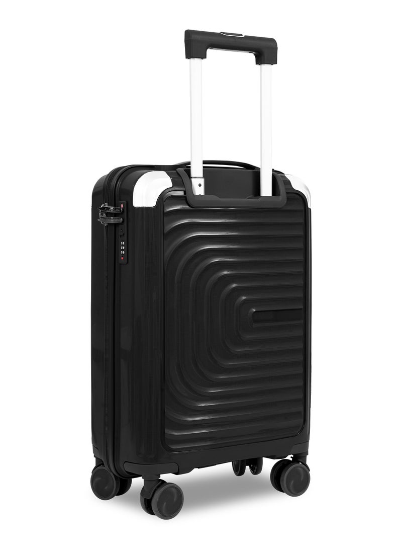 Parajohn Helix Cabin Size 20 inches Premium Polypropylene PP Hardsided Luggage - 55 cms carrying 10kg|8 Wheels Trolley - Black - Image 3