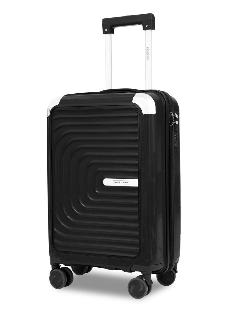 Parajohn Helix Cabin Size 20 inches Premium Polypropylene PP Hardsided Luggage - 55 cms carrying 10kg|8 Wheels Trolley - Black - Image 1