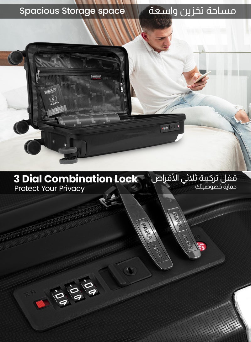 Parajohn Helix Cabin Size 20 inches Premium Polypropylene PP Hardsided Luggage - 55 cms carrying 10kg|8 Wheels Trolley - Black - Image 5