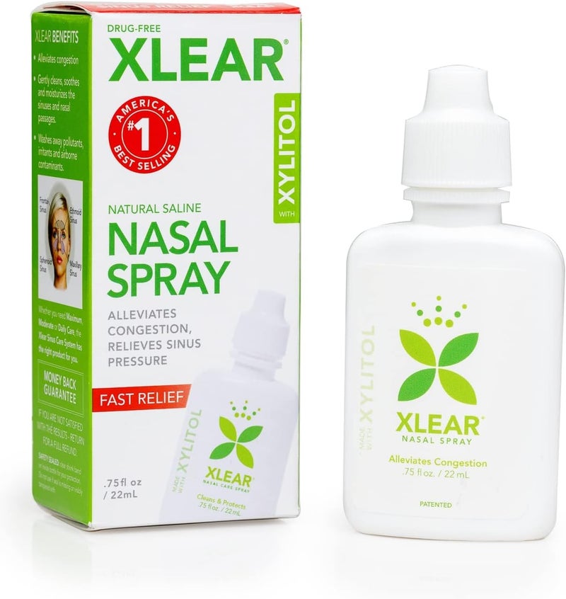 Xlear Xlear Nasal Spray, Natural Saline Nasal Spray with Xylitol, Nose Moisturizer for Kids and Adults, 0.75 fl oz (Pack of 3) 