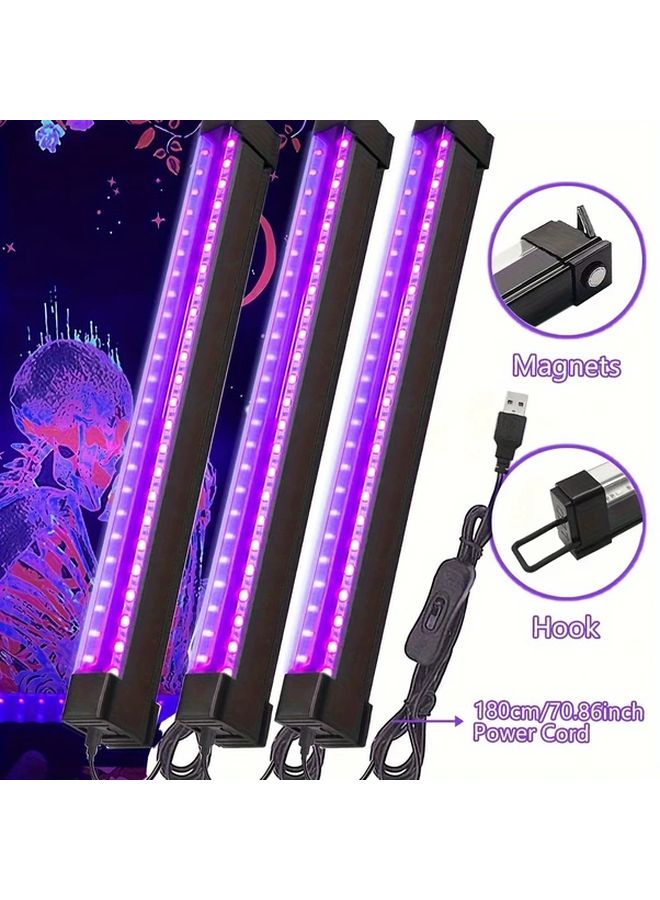 4 Pcs UV Black Light Strip USB Magnetic LED For Party Halloween Room Decoration - Image 2