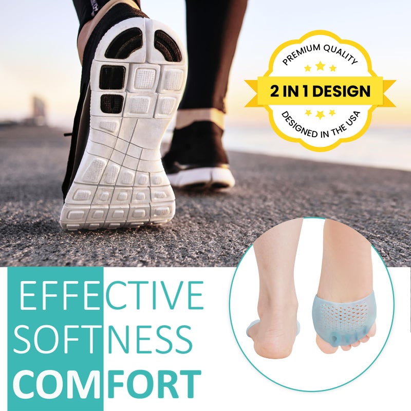 Jumpow Metatarsal Pads (2 Pairs)  Soft & Durable Ball Of Foot Cushions For Men & Women  Gel Toe Separator Spacers  Idea For Mortons Neuroma  Blisters  Callus  Metatarsal Foot Pain Relief - Blue - Image 2