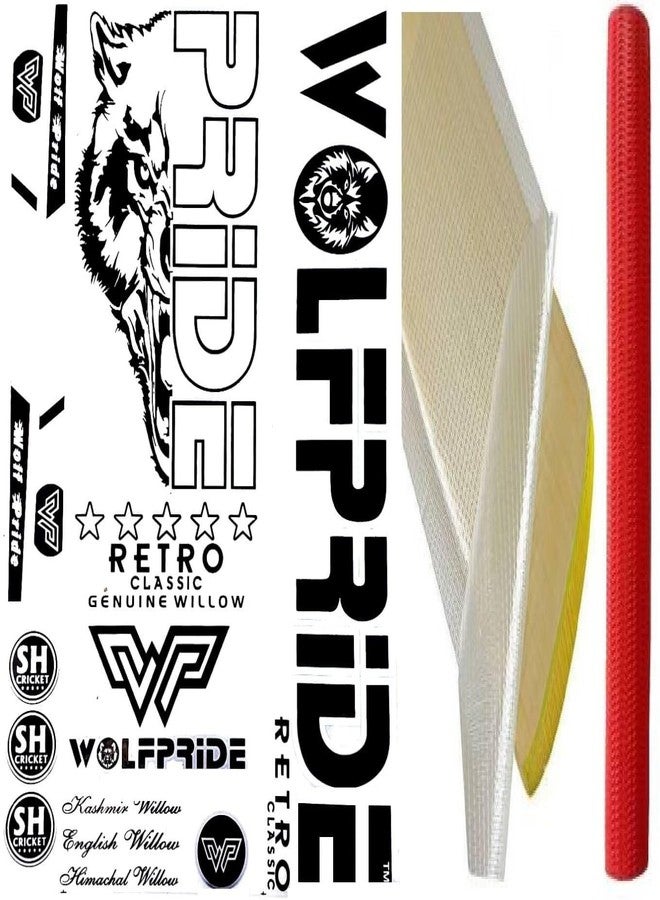 WOLF PRIDE R/WHITE RETRO CRICKET BAT STICKER COMBO KIT (STICKER, ANTI SCUFF SHEET) Bat Sticker (Multicolor) - Image 1