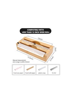 Generic Wrap Dispenser with Slide Cutter, Bamboo Wood Refillable Plastic Wrap Dispenser 2 Rolls Organizer Holder, for Plastic Wrap, Aluminum Foil, Wax Paper Dispenser  - Image 3