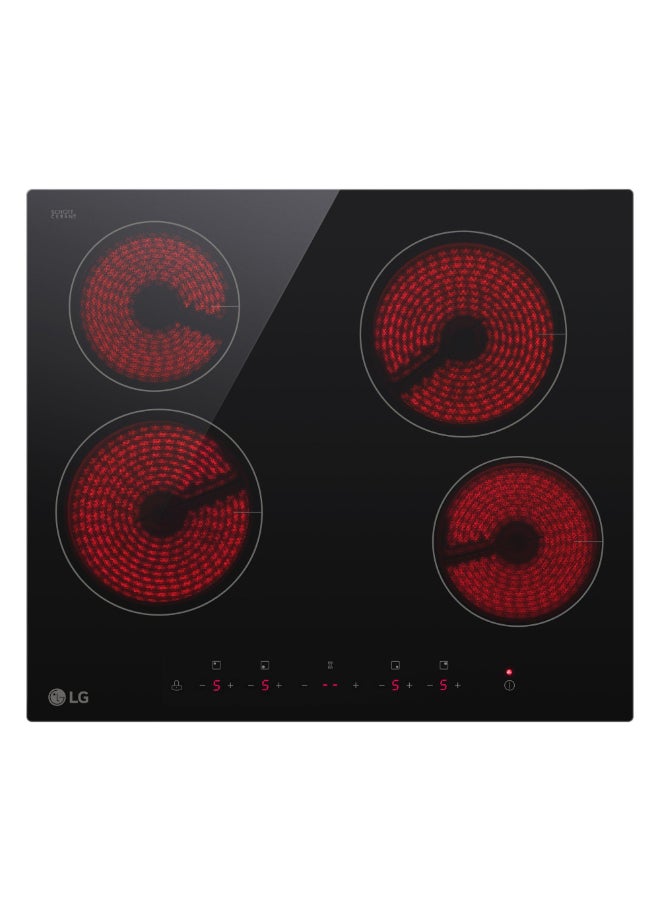 LG Built-In Electric Hob, 4 Burners, Ceramic Glass, Touch Controls, Black CBEZ2414B.CBKUNAG Black Glass - Image 1