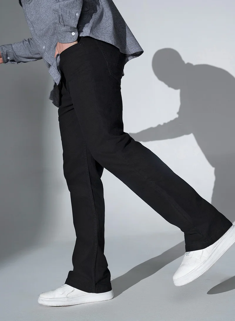 Hubberholme Black Bootcut Mid-Rise Stretchable Jeans for Men