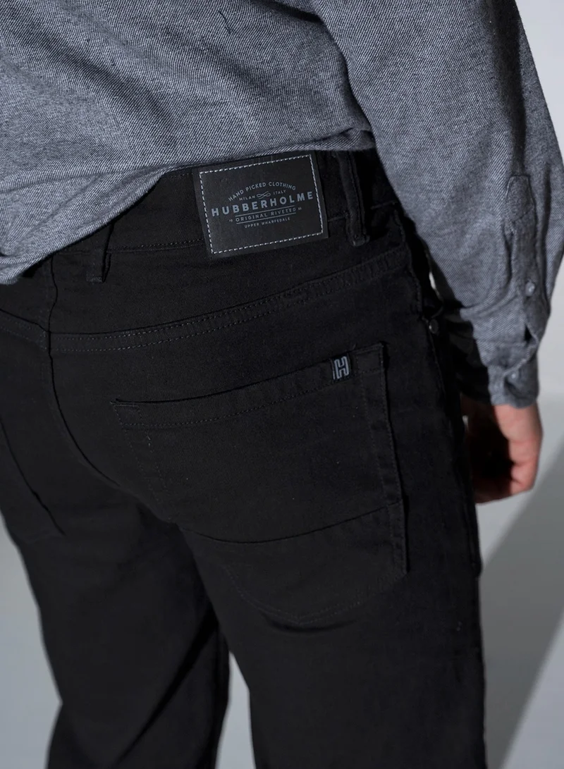 Hubberholme Black Bootcut Mid-Rise Stretchable Jeans for Men