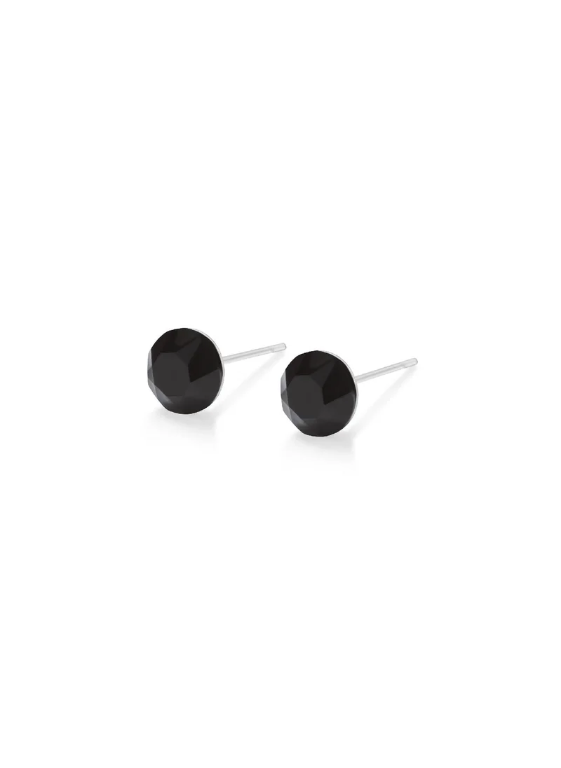 سيونا AURORA Jet Black Crystal Stud Earrings – Bold Minimalism